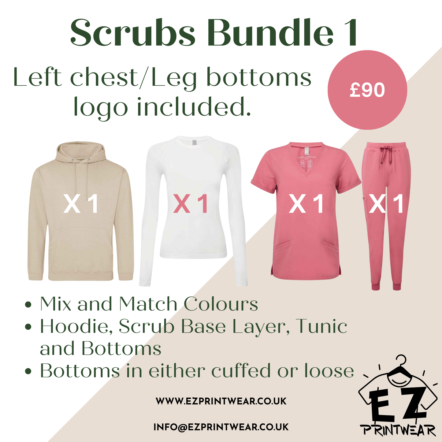 Health & Beauty - Tunic , Bottoms, Hoodie & Base Layer - Beauty Scrubs Bundle