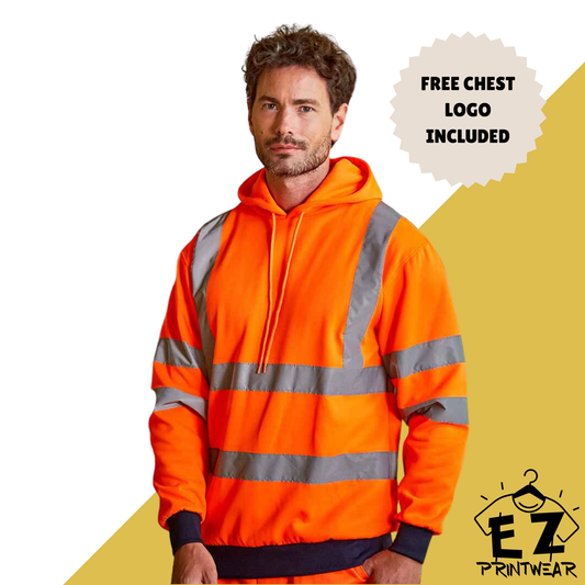 Workwear Hi Vis Hoodie - Personalised Workwear - Professional Hi Vis Hoodie - Printed Hi Vis Hoodie